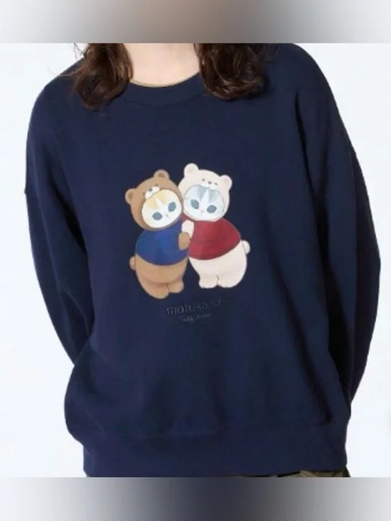 UNIQLO x Mofusand Teddy Bear Cat Navy Sweatshirt - Picture 3 of 5